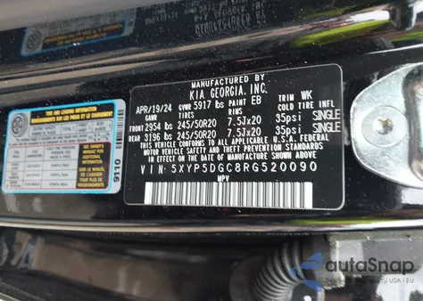 2024 Kia Telluride Sx X-Line from USA, damaged, VIN 5XYP5DGC8RG520090